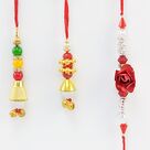 Rose Brother Rakhi with 2 Multi Color Lumba Rakhi.