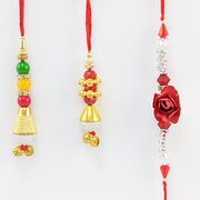 Rose Brother Rakhi with 2 Multi Color Lumba Rakhi.