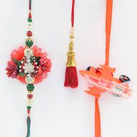 Toy Airoplane Rakhi for Kid with Brother and Bhabhi Rakhi.
