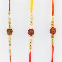 Auspicious Set of 3 Rudraksh Rakhi for Brother.