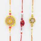 Diamonds Studded and Rose Design 3 Zardosi Rakhi for Brother.