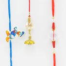 Donald Duck Kid Rakhi with Glass Pair of Bhaiya Bhabhi Rakhi.