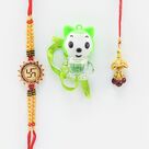 Swastik Rakhi for Brother with Charry Type Lumba and a Kid Rakhi.