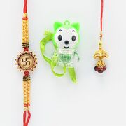 Swastik Rakhi for Brother with Charry Type Lumba and a Kid Rakhi.