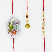 Tom and Jerry Kid Rakhi with Golden Pair of Bhaiya Bhabhi Rakhi.