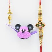 Designer Kundan Meena Work brother Rakhi with Perl Lumba and Mickey Kid Rakhi.
