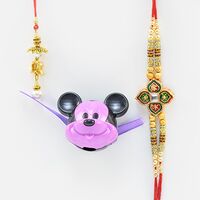 Designer Kundan Meena Work brother Rakhi with Perl Lumba and Mickey Kid Rakhi.