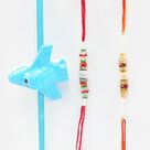 2 Thread Pearl Mauli Rakhi with Airoplane Toy Kid Rakhi Set of 3 Rakhis.