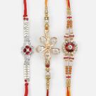 Flower and Round Shape Designed Unique Amazing Rakhis Collection for 3 Brother