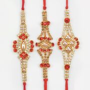Marvelous Shining Dazzling Rakhis of Jewels and Pearls in Mauli Rakhis