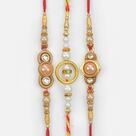 Limber Pear Studded in Mid with White Beaded Amazing Looking Beautiful Rakhi Set