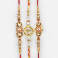 Limber Pear Studded in Mid with White Beaded Amazing Looking Beautiful Rakhi Set