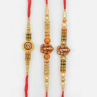 Auspicious Rakhis Set of Shri Ganesha and Om Amazing Rakhis Set of 3 for Brother