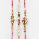 Meenakari Hand Work Pear Studded Awesome Thread Rakhis for Brother