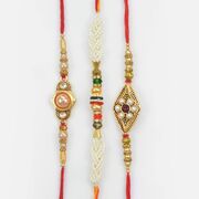 Meenakari Hand Work Pear Studded Awesome Thread Rakhis for Brother