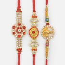 Lord Shiva Auspicious Rakhi with Two Astonish Jewel Brother Rakhi Set of 3