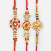 Lord Shiva Auspicious Rakhi with Two Astonish Jewel Brother Rakhi Set of 3