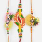 Zardosi Special Pattern Colorful Jewel Stone Studded Unique Rakhis Set of 3 Brothers