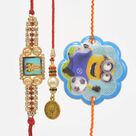Family Rakhis Set of Ganesha Lumba and Minions Kid Beautiful Rakhis Set of 3