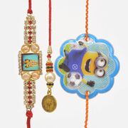Family Rakhis Set of Ganesha Lumba and Minions Kid Beautiful Rakhis Set of 3