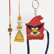 Angry Bird Red Character Kid Rakhi with Attractive Set of Bhaiya Bhabhi Rakhi Set of 3