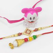 Lightening Kid Toy Rakhi with Jewel Bhai Rakhi and Colorful Beads Nice Lumba Rakhi Set for Family