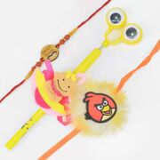 Best Bhai Written Rakhi for Brother with Two Toy Cartoon Character Kids Rakhi Amazing Set of 3 Rakhis