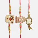 Stylish Modern Bhai and Amazing Bro Beard Rakhis for Brothers with Beautiful Lumba Rakhi Set of 3