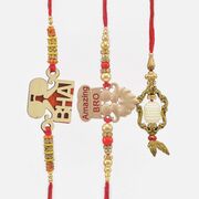 Stylish Modern Bhai and Amazing Bro Beard Rakhis for Brothers with Beautiful Lumba Rakhi Set of 3