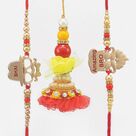 Detective Bhai and Amazing Bro Written Brother Rakhis with Zardosi Work Lumba Rakhi Set of 3