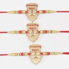 Three Beautiful Looking Amazing Bro Written Beard Special Stylish Brother Rakhis