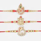 Divine Stylish Rakhis Set of Shri Ganesha and Lord Krishna Symbol Set of 3