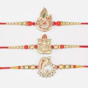 Divine Stylish Rakhis Set of Shri Ganesha and Lord Krishna Symbol Set of 3