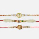 Pearl and Meenakari Work Beaded Beautiful Set of Amazing Rakhis for Brothers