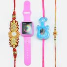 Traditional 4 Rakhi Set With Kids Rakhi