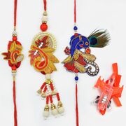 Elegant Peacock Design Set With Kids Rakhi