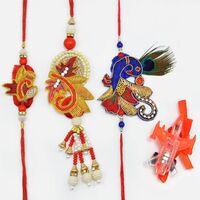 Elegant Peacock Design Set With Kids Rakhi