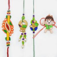 Awesome work of Zardozi Work Rakhi Set With Kids Rakhi