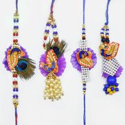 Charming Zardosi Rakhi Set With Pearls