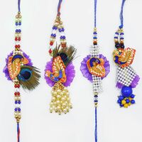 Charming Zardosi Rakhi Set With Pearls