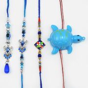 Kundan Pearl Rakhi with Kids Tortoise Rakhi