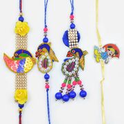 Impressive Zardosi Rakhi Set With Micky Mouse