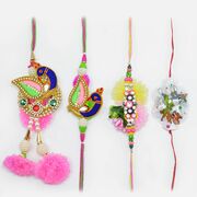 Peacock Design Bhaiya Bhabhi And Kids Rakhi
