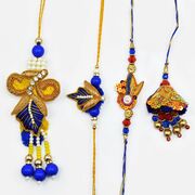 Blue Design 2 Bhaiya Bhabhi Rakhi Set