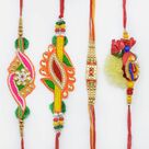 Amazing Colourfull Zardosi Rakhi Set of 4
