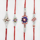 Impressive Silver Desigen Set of 4 Rakhi