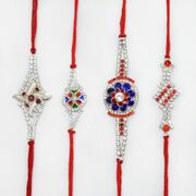 Impressive Silver Desigen Set of 4 Rakhi