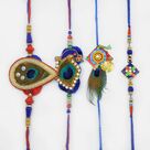 Peacock Design Simply Looking Set of 4 Rakhi