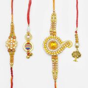 Awesome Golden Design Set of 4 Rakhi