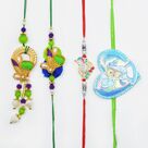 Teddy Kids Rakhi With Peacock Design Rakhi Set of 4